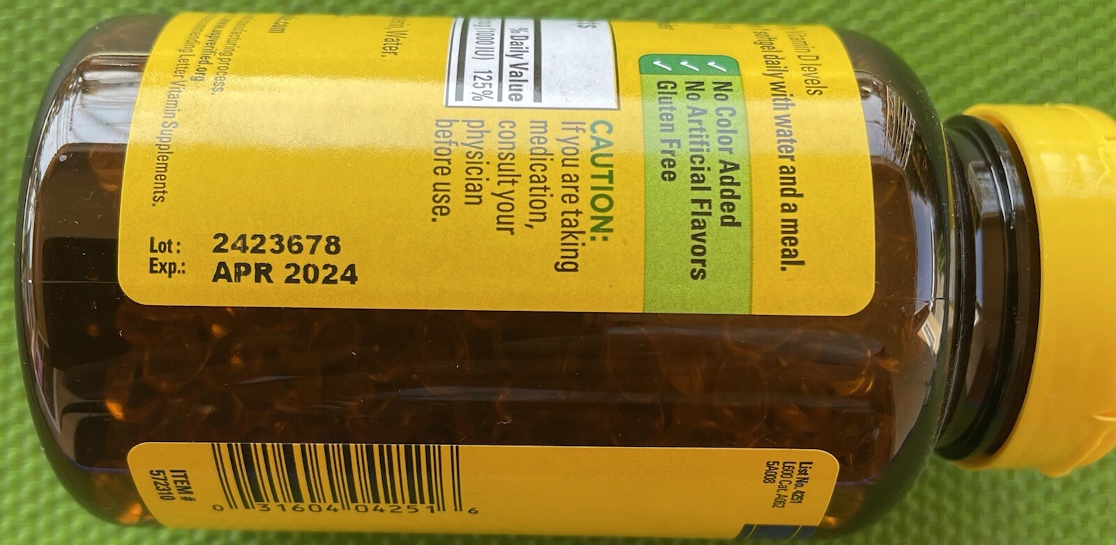 Nature Made D3 1000 IU (25 mcg) Vitamin Supplement 650 Softgels.