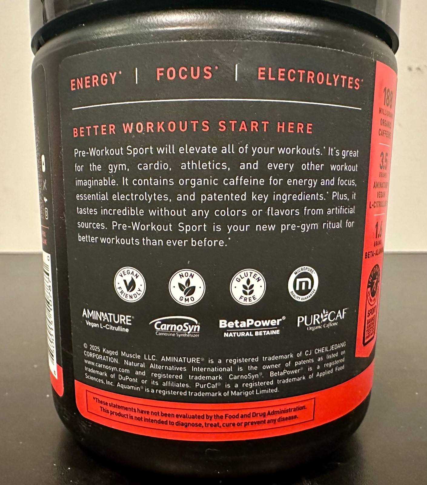Kaged Muscle Pre-Workout Sport Dietary Supplement Fruit Punch 9.1 oz (Exp 09/27)