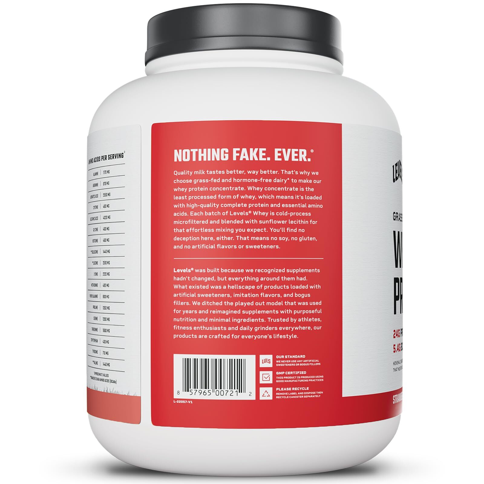 Levels Grass Fed Whey Protein Powder No Artificials 24G of Protein Strawberry…