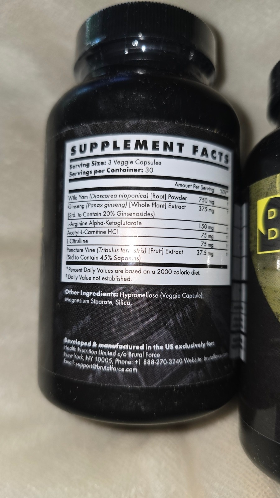 2 Pack Brutal Force Deka Bulk Wild Yam Ginseng Supplement 90 Capsules Ea