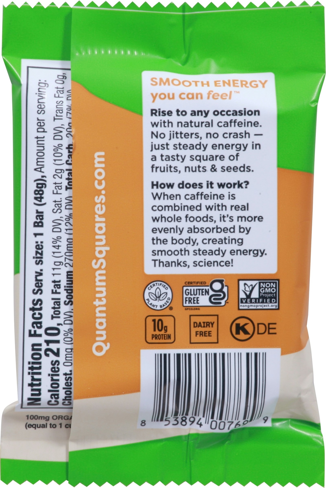 Quantum Energy Squares Salted Peanut Butter Crunch Bar – 1.69 Oz (Pack of 8)