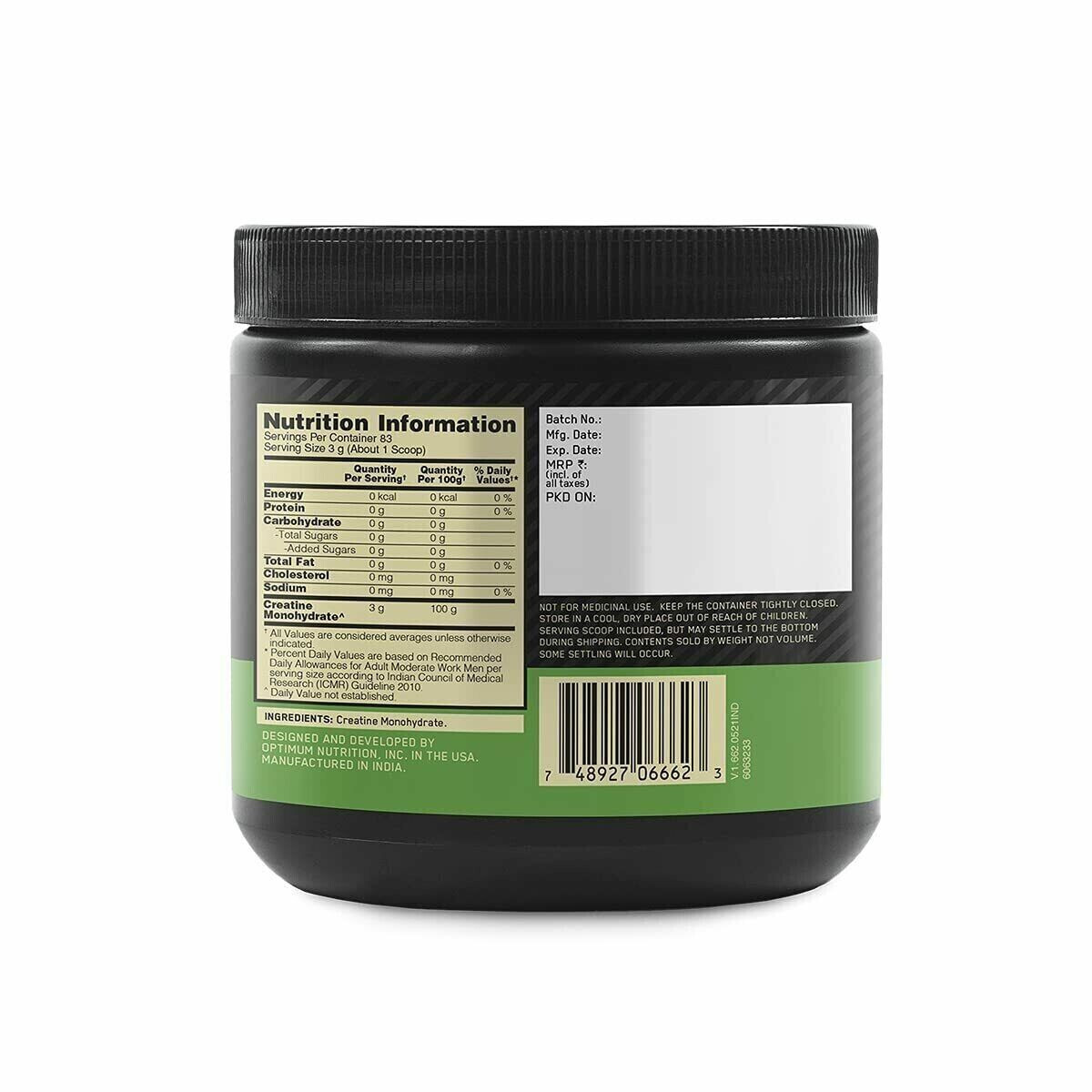 Optimum Nutrition Micronized Creatine Powder 250gm Unflavoured