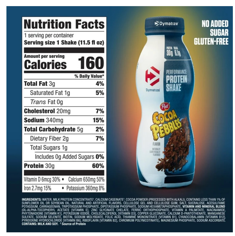 Dymatize Performance Protein Shake Cocoa Pebbles 12ct 30g Protein