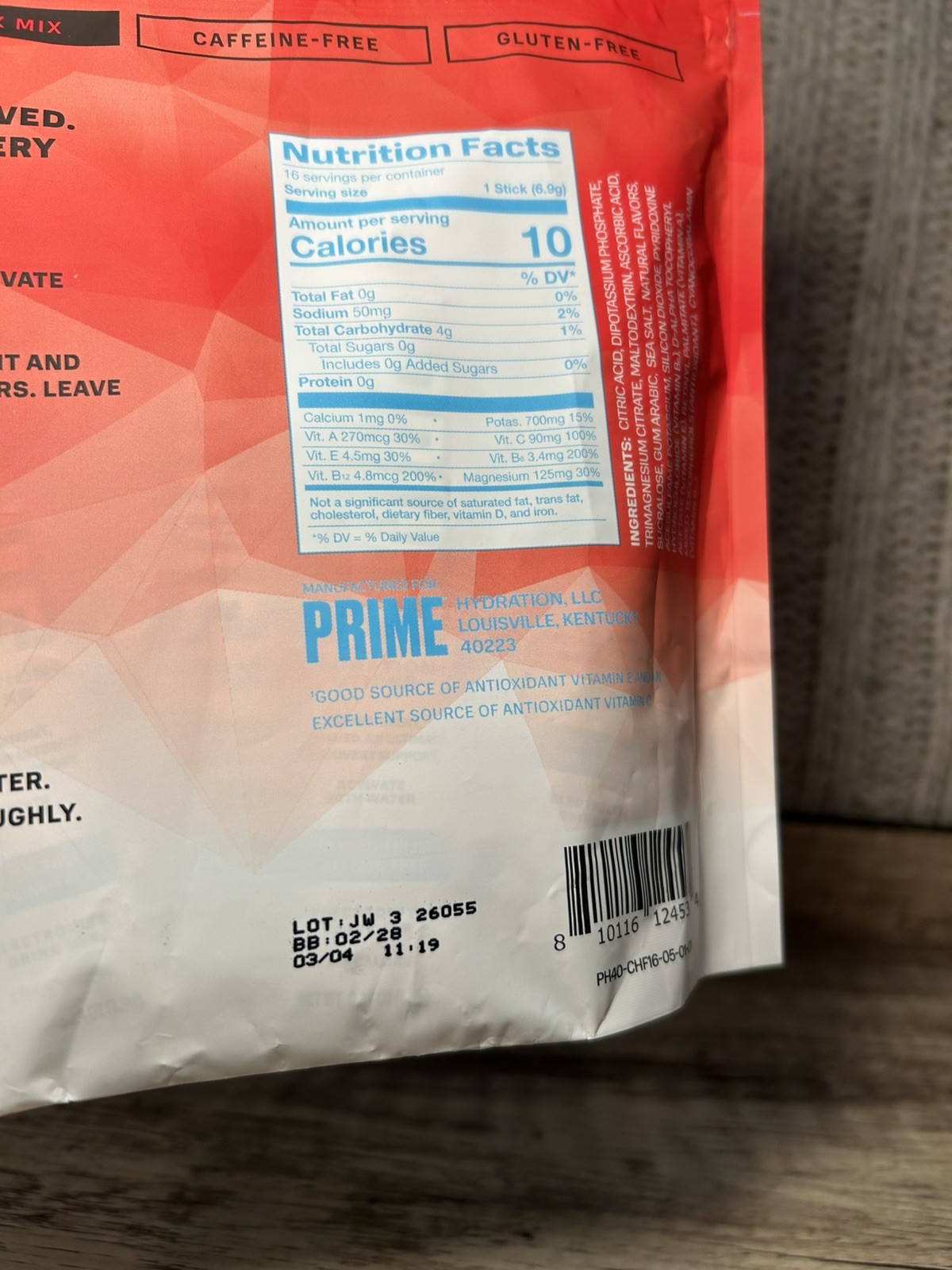 Prime Hydration+ Cherry Freeze Electrolyte Drink Mix Sticks 32 Sticks 02/2028