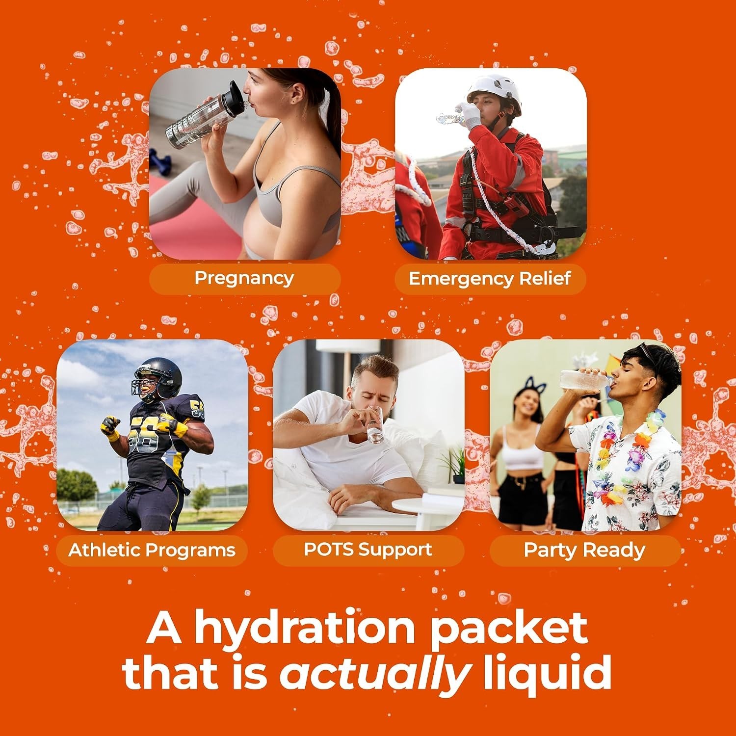 Daily Hydration Packets – 5 Count Orange Drink Mix for Fitness, Parties & Travel