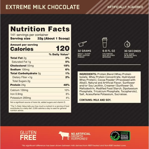 Optimum Nutrition Gold Standard 100% Whey Protein Extreme Chocolate 5.64lb 80SV