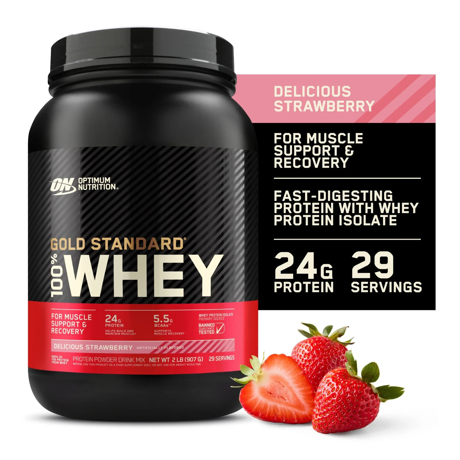 2 Pack OPTIMUM NUTRITION GOLD STANDARD 100% WHEY PROTEIN 2LB Muscle