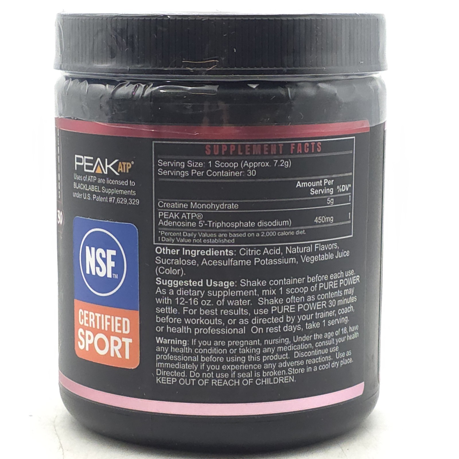 Blacklabel Supplements Pure Power Non-Stim Pre-workout Hibiscus Lemonade