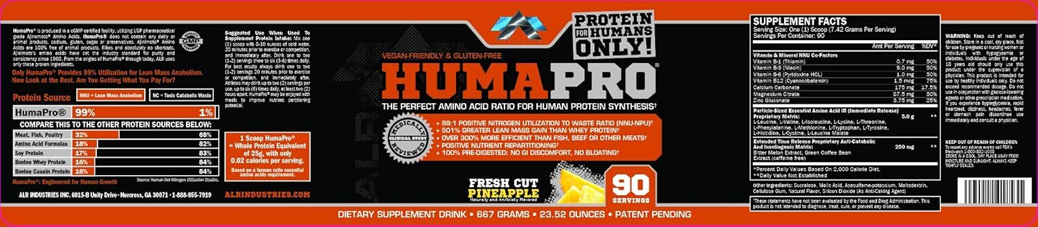 ALR Industries Humapro Perfect Human Amino Acid & Protein Powder 90 Servings New