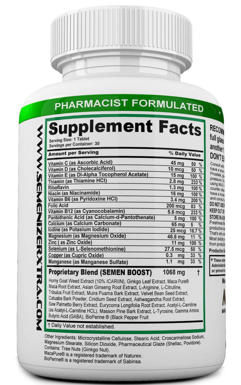 SEMENIZERX EXTRA – Loads Volumizer. Testosterone Booster.
