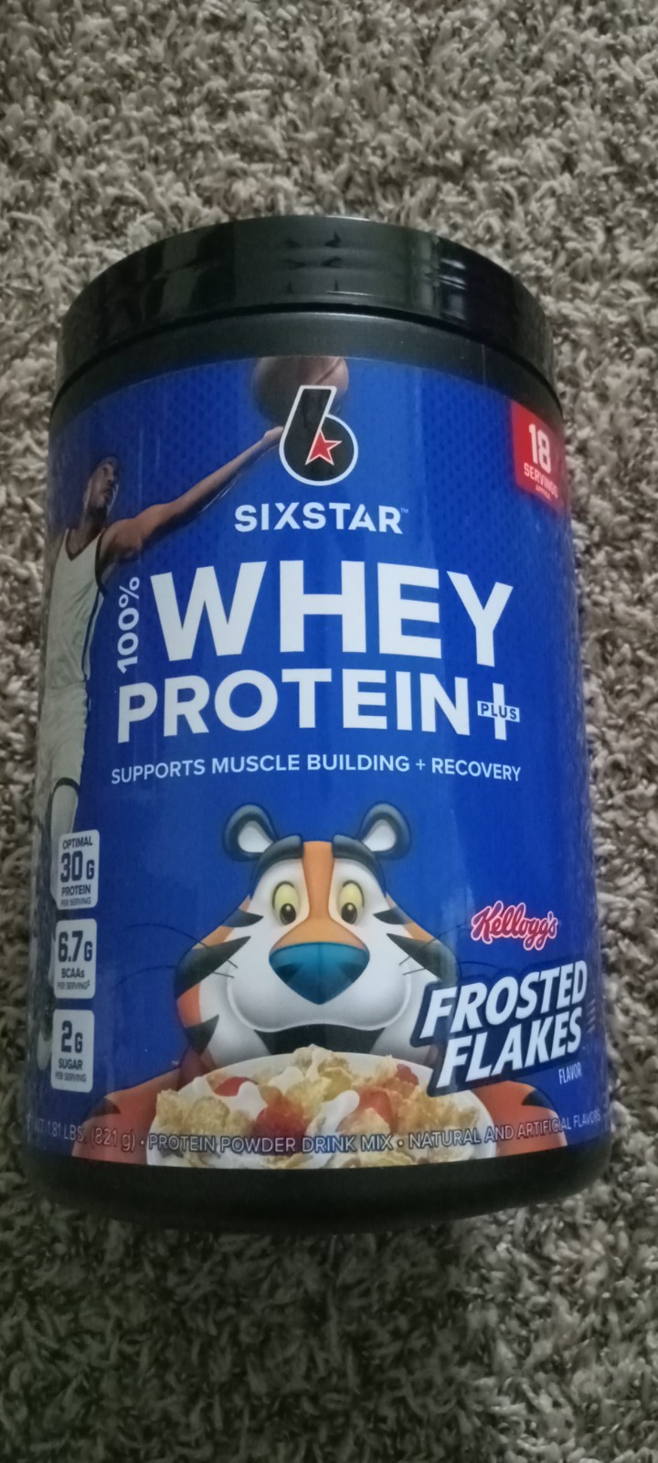 100% Whey Protein plus Kelloggs Frosted Flakes, 1.81 lbs, approx 18 servings
