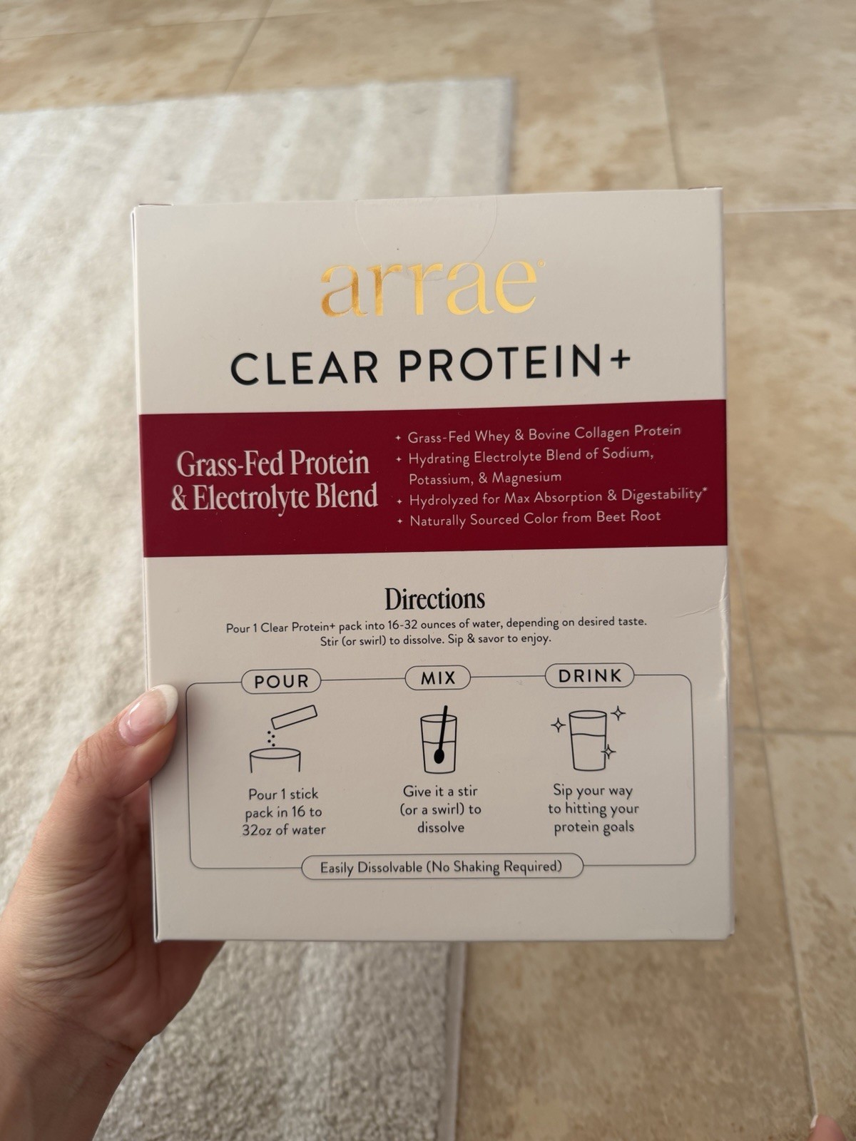 ￼ Arrae Clear Protein+ | 15g Grass Fed Whey, Collagen, & Electrolytes Protein