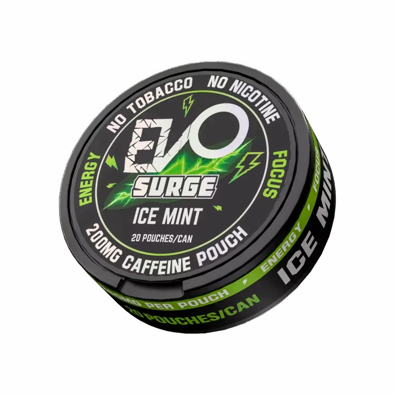 EVO Surge 200mg Caffeine Pouches – 20 Pouch Pack – Ice Mint Flavor