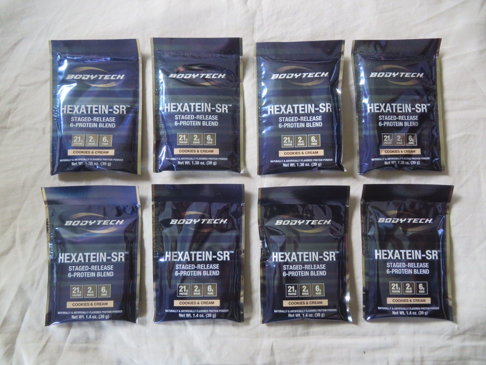 (8) Count Lot Bodytech Hexatein-SR 6-Protein Blend Cookies & Cream 1.4 Oz Each