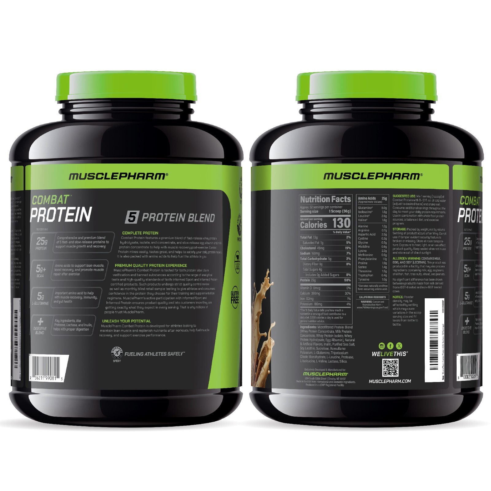 MusclePharm Combat Protein Powder – 4 lb, 52 Servings, Horchata Flavor