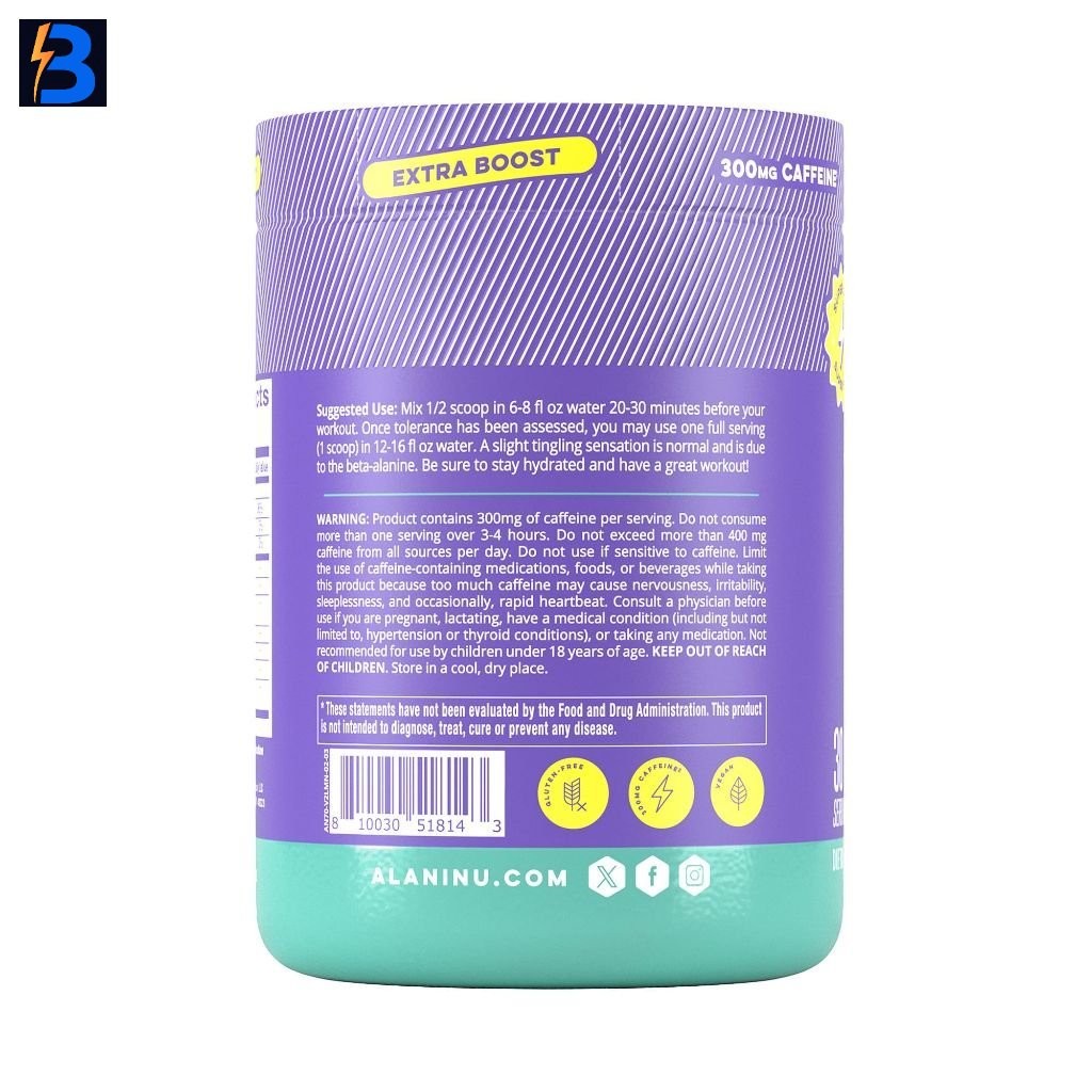 Alani Nu Pre Workout+ Powder – Frozen Lemonade, 13.7oz, Exp. 11/27