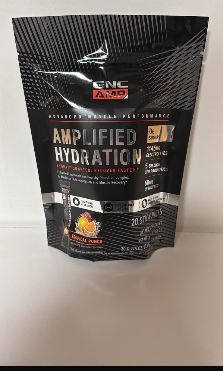 GNC AMP Amplified Hydration Tropical Punch Powder Electrolytes (20 Pack)