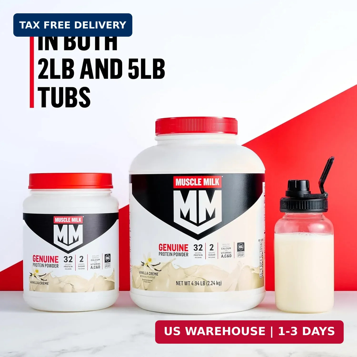 Muscle Milk Genuine Protein Powder, Cookies ‘N Crème, 1.93 Pounds, 13 Servings,