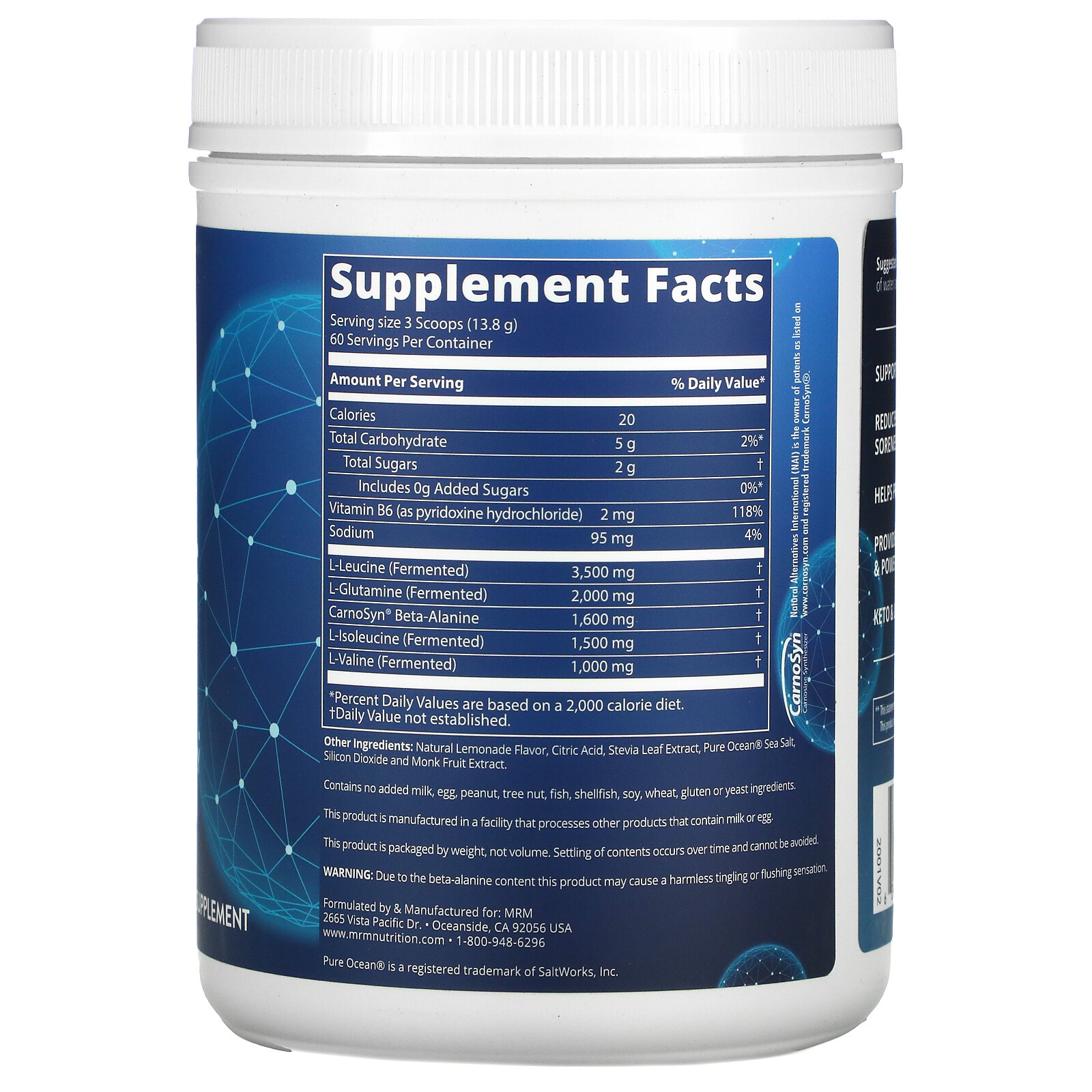 MRM Reload BCAA+G, Post-Workout Recovery Powder