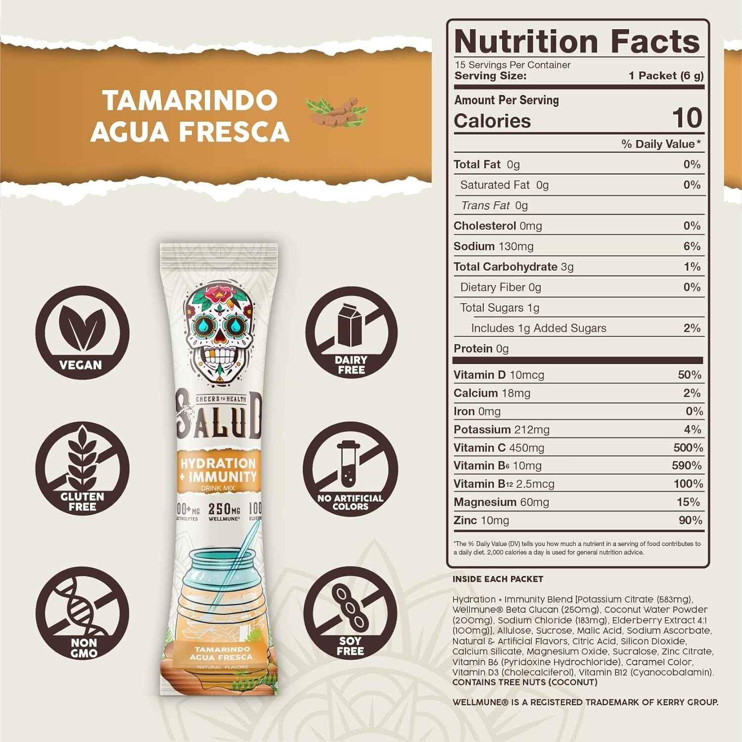 2-in-1 Hydration Packets with Immunity-Boosting Electrolytes, 15 Servings