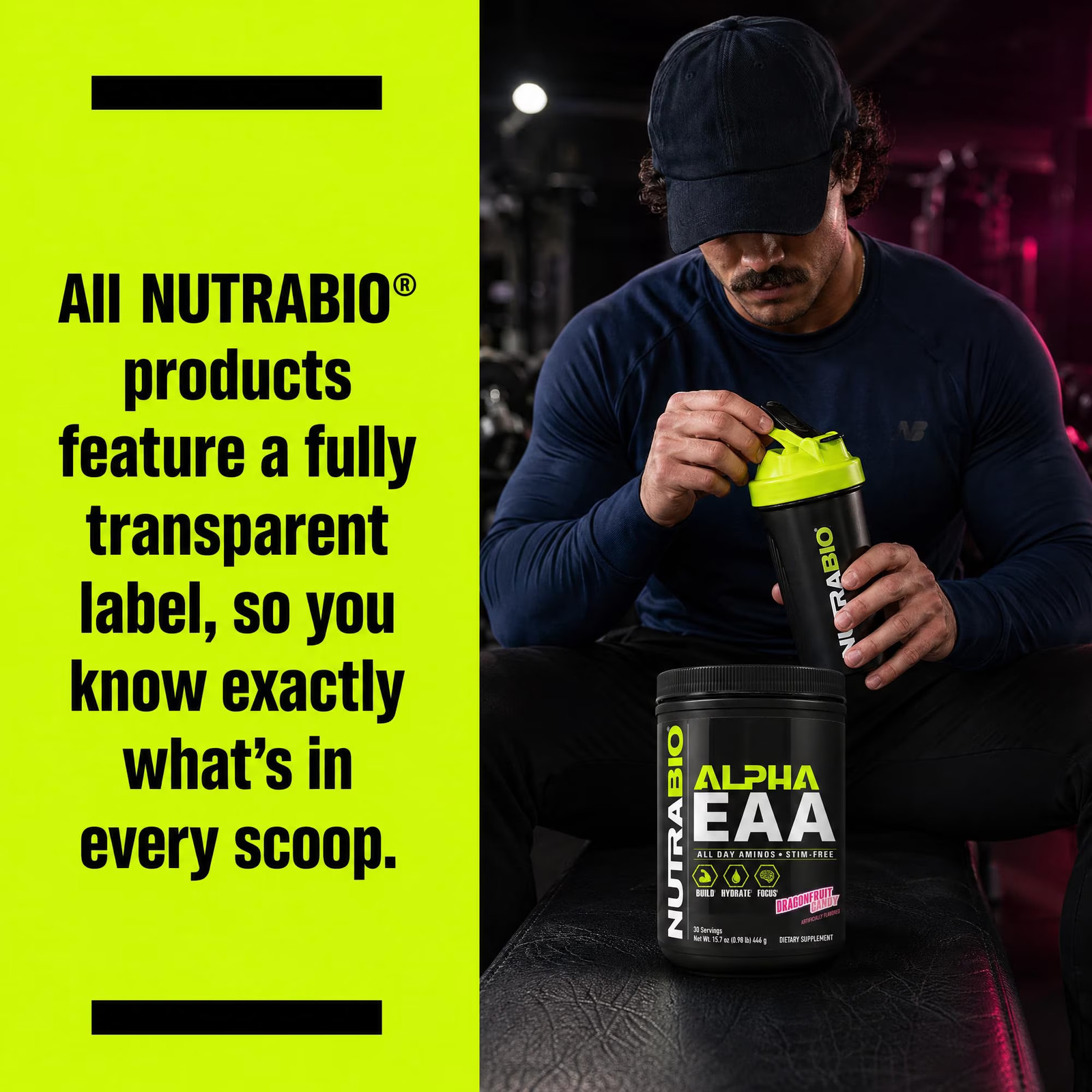 Nutrabio Alpha EAA – All-Day Aminos – Recovery, Energy, Focus, and Hydration Sup