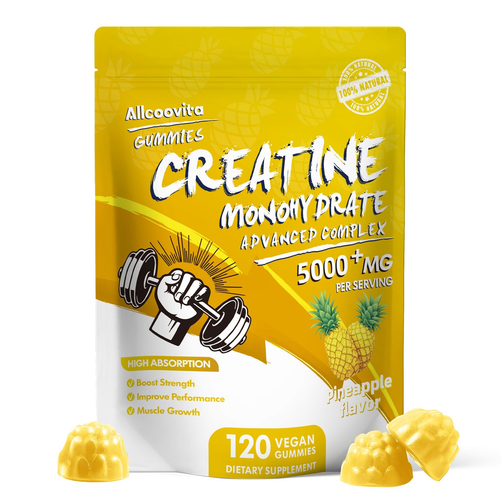 NSF Certified Creatine Gummy – Creatine Monohydrate Gummies 5000mg for Men an…