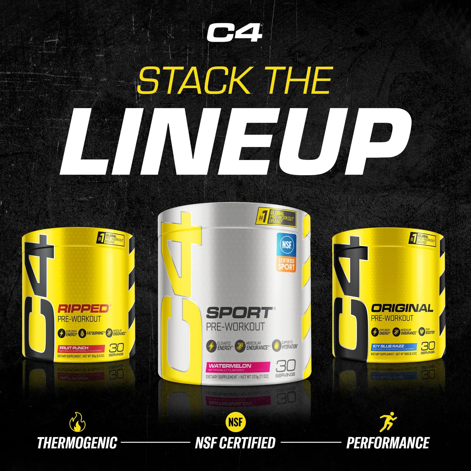C4 Sport Pre Workout Powder Fruit Punch – NSF Certified, 30 Servings