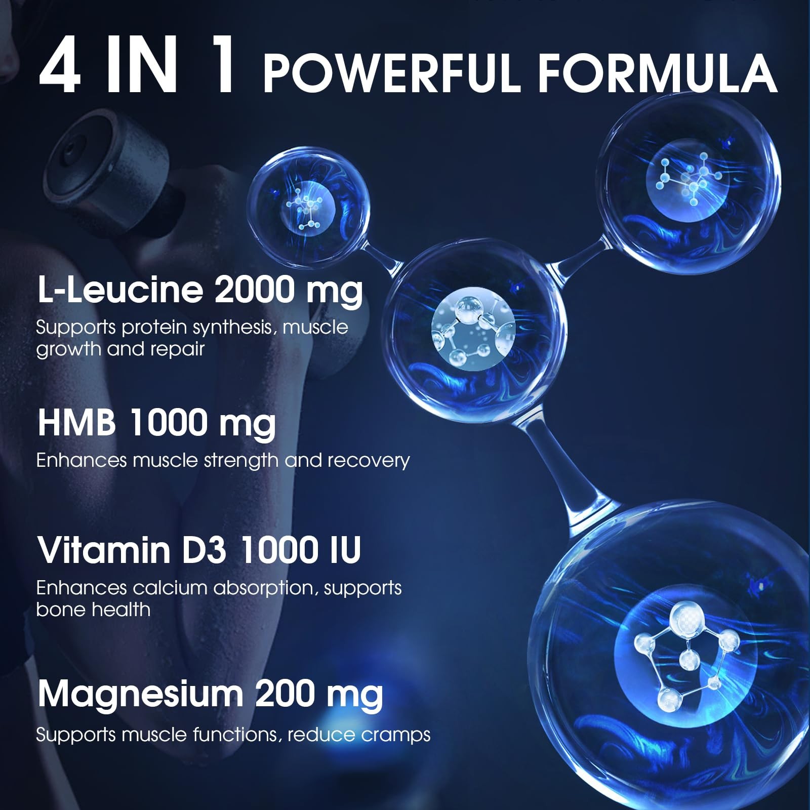 HMB Leucine Supplement Gummies, L-Leucine HMB with Vitamin D3 Magnesium Chewa…