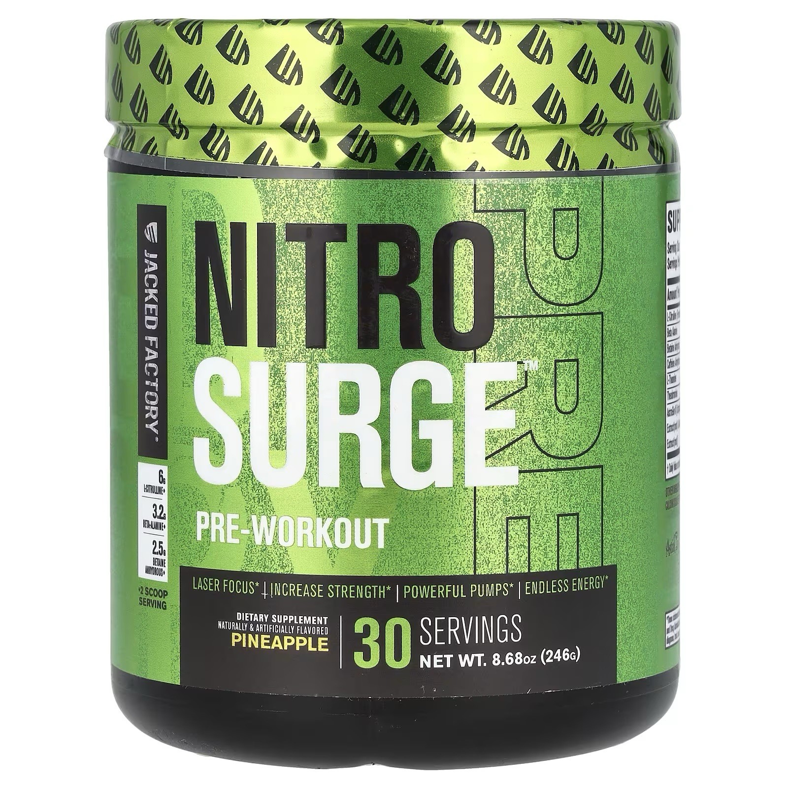 Jacked Factory Nitro Surge Pre-Workout Pineapple 30 Servings 8.68oz L-Citrulline