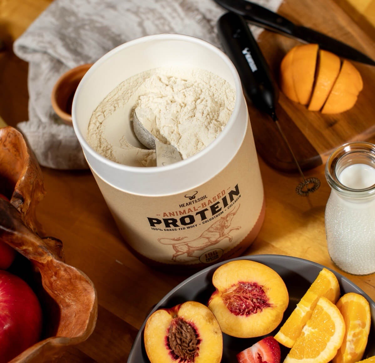 HEART & SOIL Animal based protein-100% Grass-Fed  Whey with Collagen & Colostrum