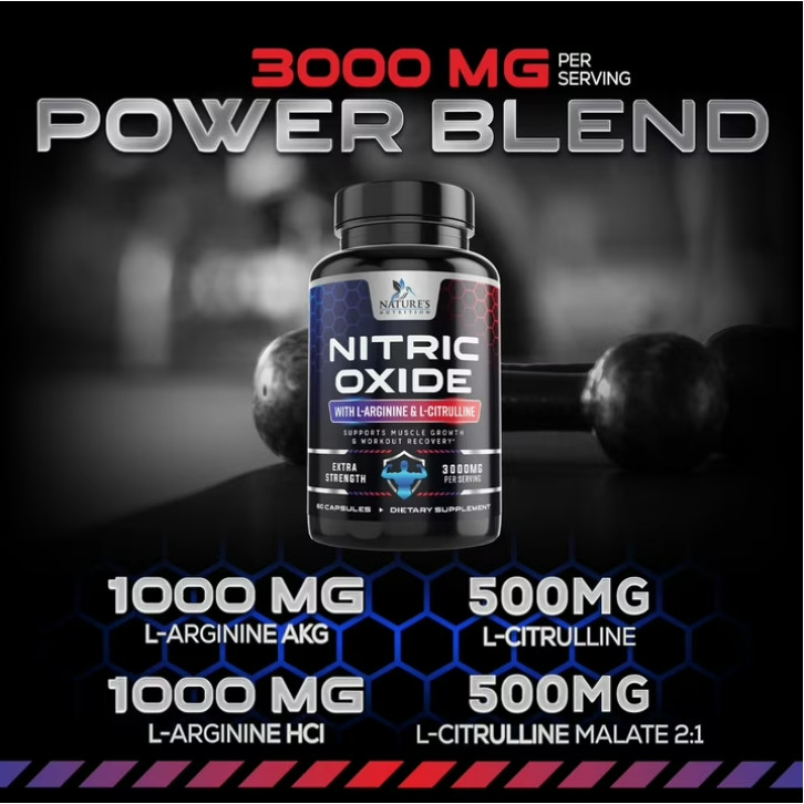 ( 2 pack ) Nitric Oxide Booster 3000mg L-Arginine 3X Extra Strength Capsules
