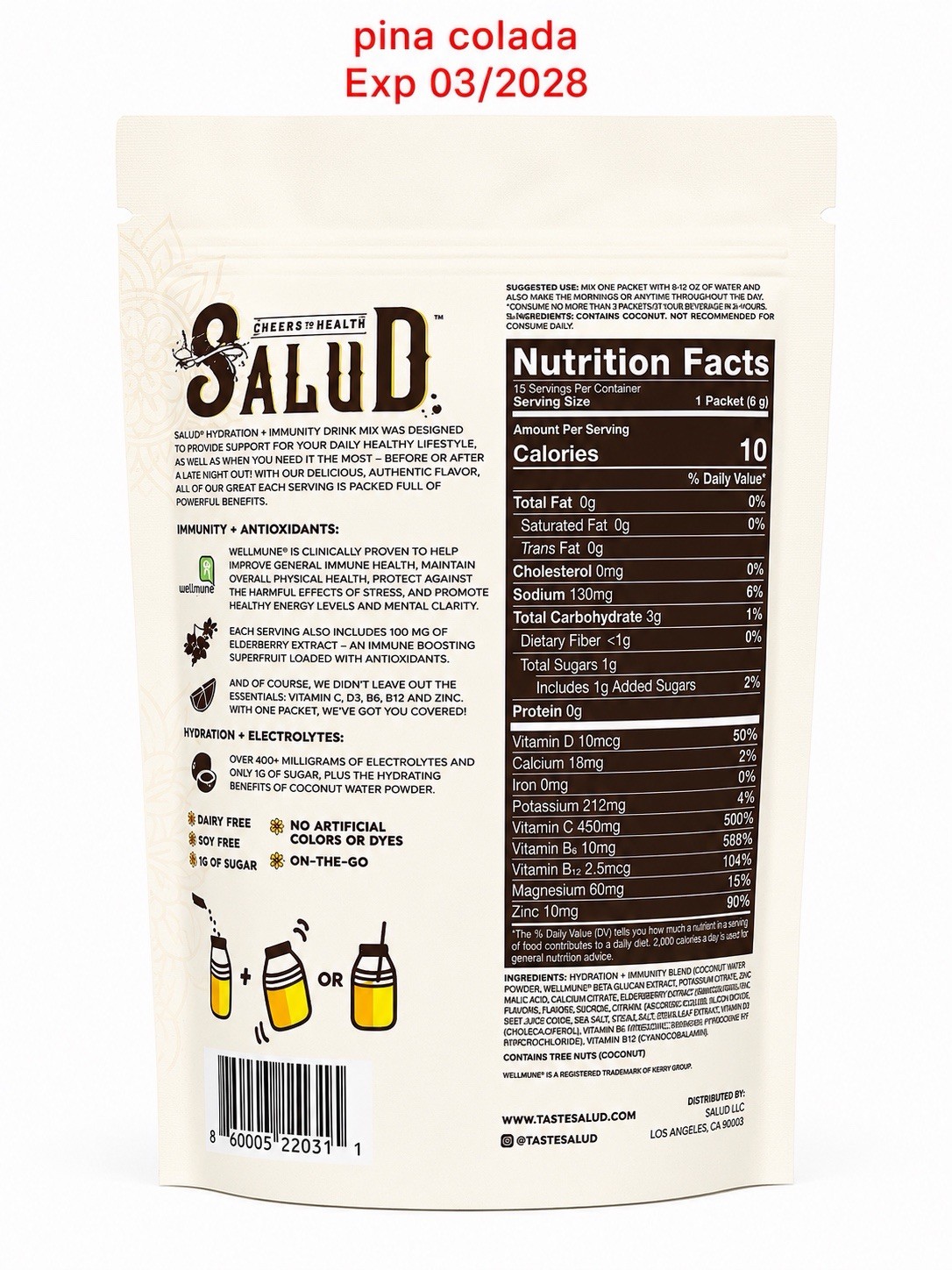 SALUD Hydration & Immunity Drink Mix 2 Pack Bundle Mango & Piña Colada