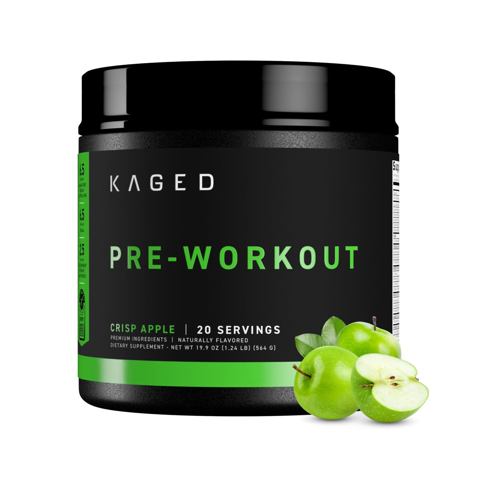 Pre Workout Powder – Krisp Apple Flavor, Creatine, Beta Alanine, Natural Caffein