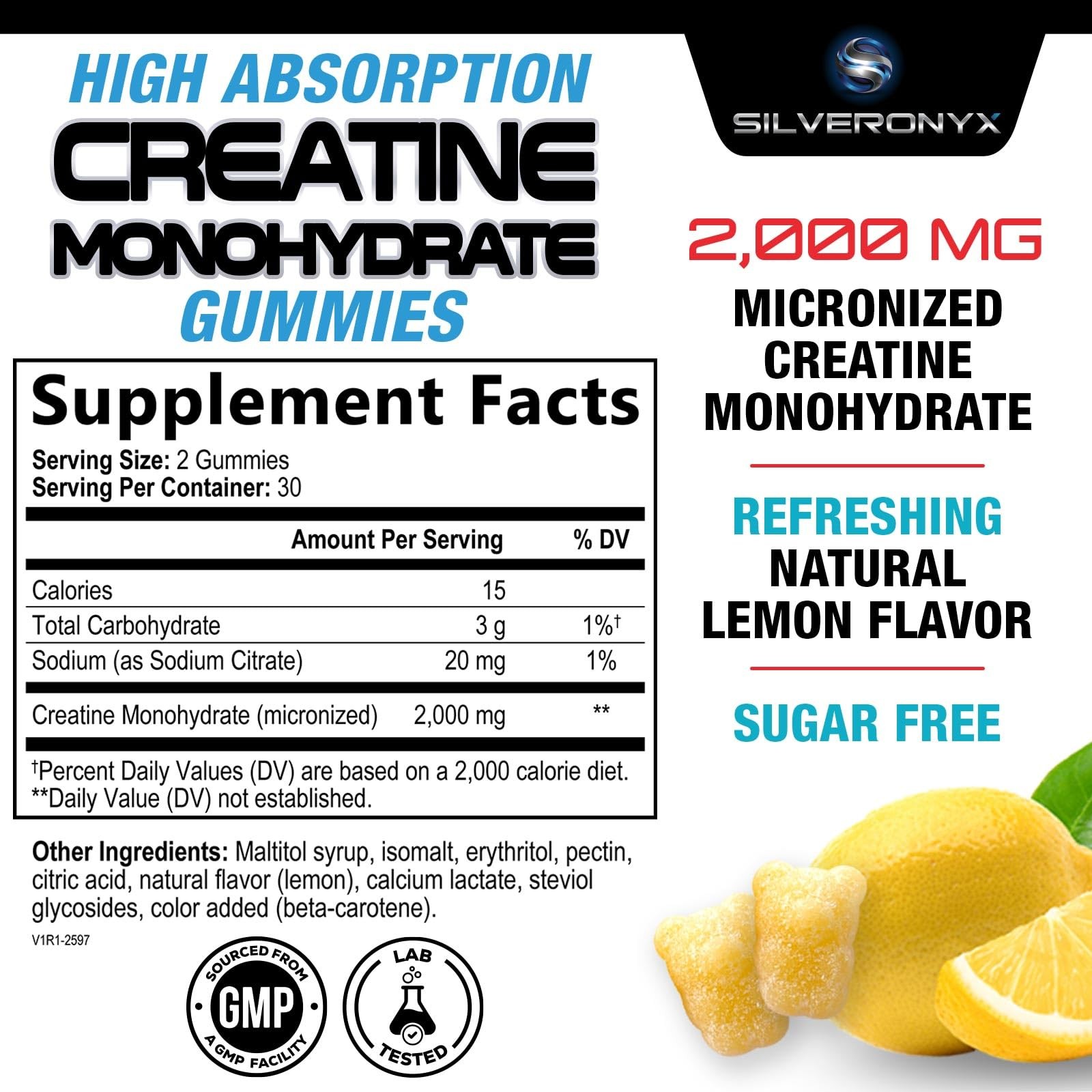 Creatine Monohydrate Gummies 2000mg – Best Micronized, Sugar Free Creatine Ch…