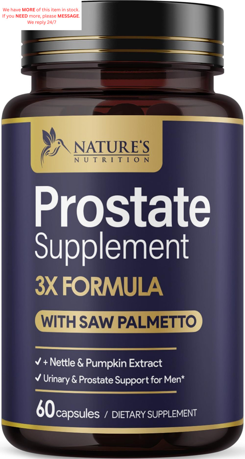 Prostate Health Supplements for Men – 3X Strength with 60 Count (Pack of 1)
