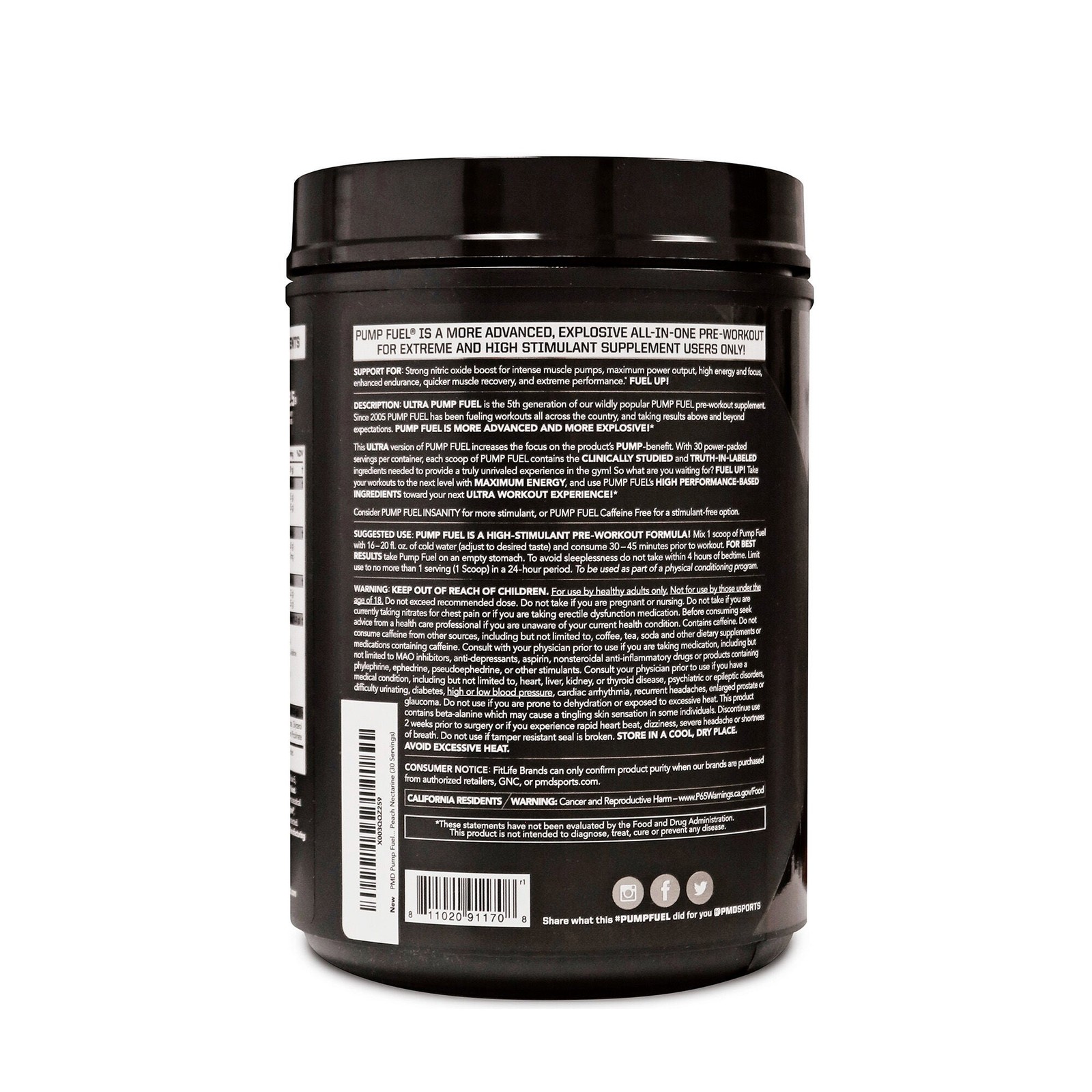 Ultra Pump Fuel® Medium Stim Pre-Workout – Peach Nectarine (30 Servings)