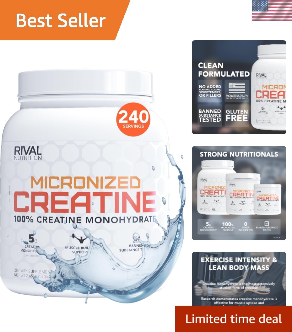 Unflavored Micronized Creatine Powder – 240 Servings for Athletic Performance