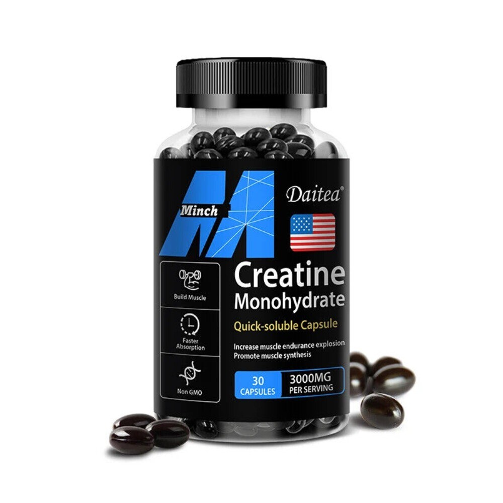 Creatine Monohydrate Capsules – Supports Muscle Growth – Pure Creatine – 60 SERV