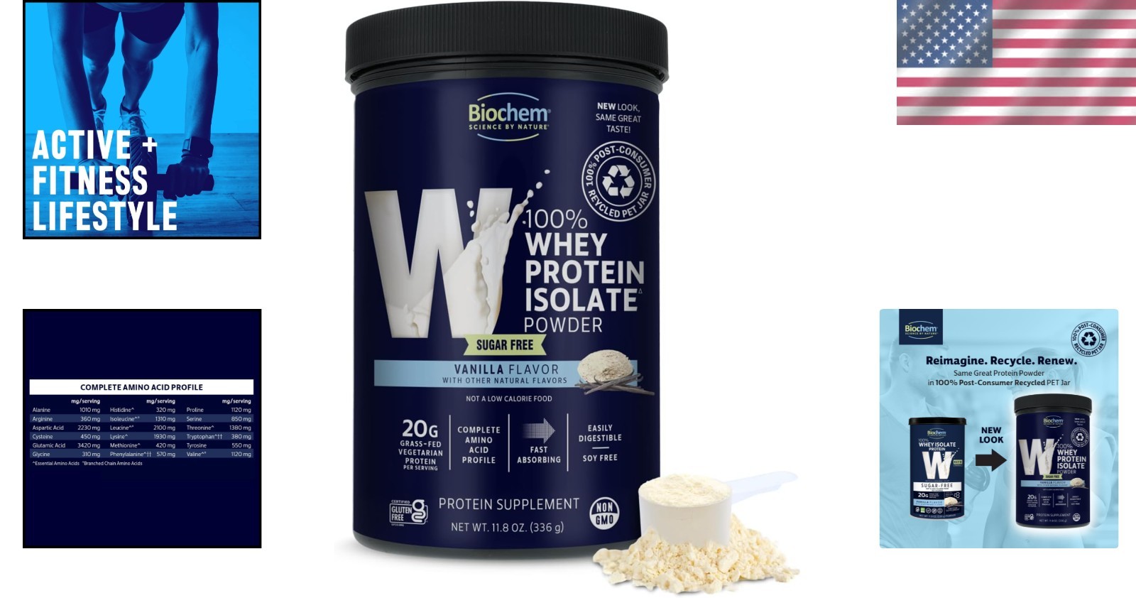 Grass-Fed 100% Whey Protein – Vanilla Flavor, 20g Protein, Keto Friendly