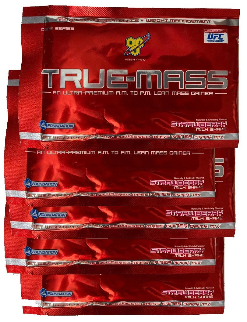 BSN True-Mass, Ultra Premium Protein/Carb Matrix, Strawberry flavor ,16 Packets