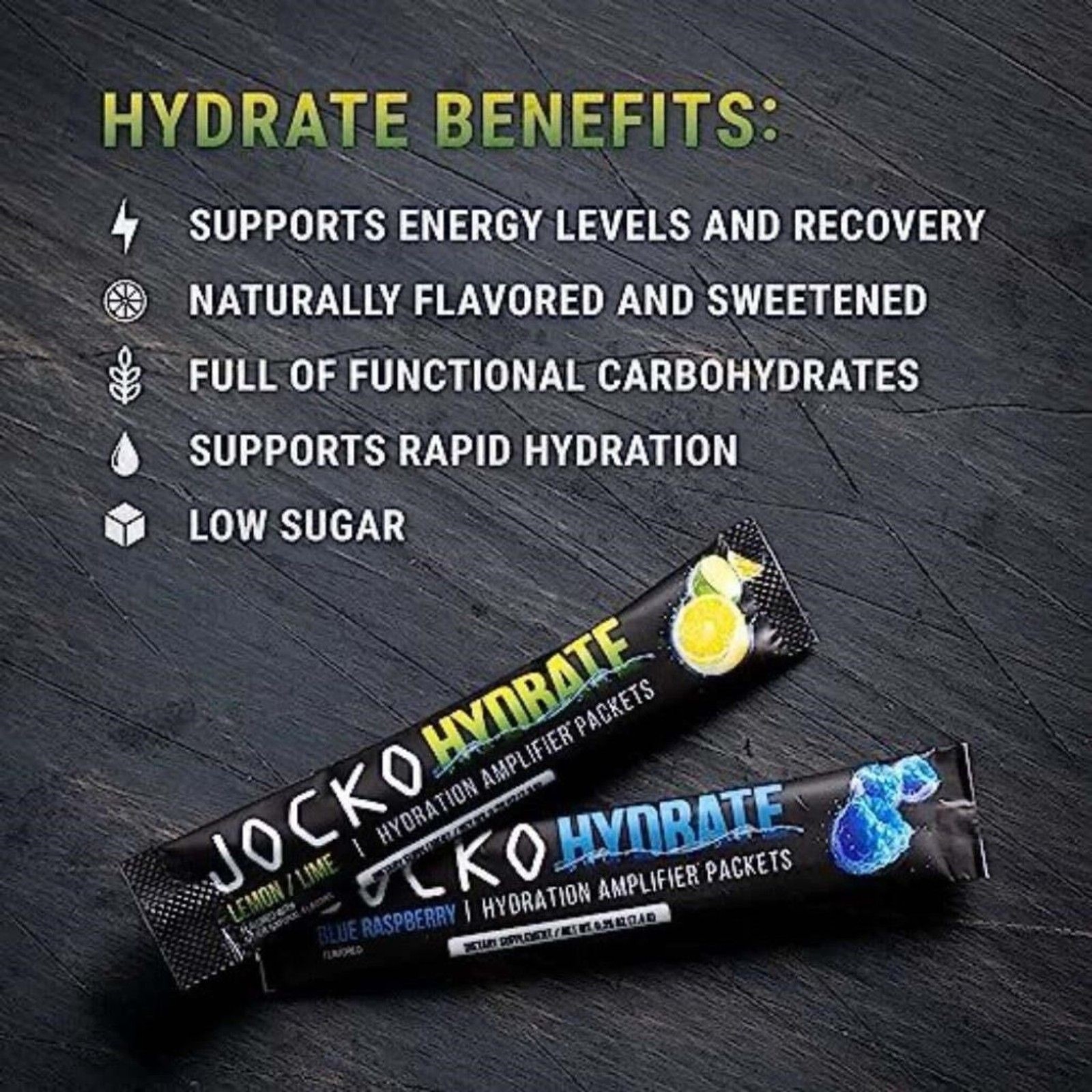 Jocko Hydrate Sticks Electrolyte Drink Mix Blue Raspberry-16 Pk