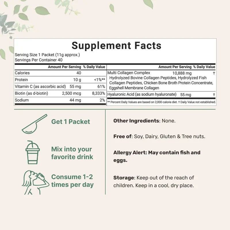 Micro Ingredients Multi Collagen Peptides Powder – Hydrolyzed Protein Peptides