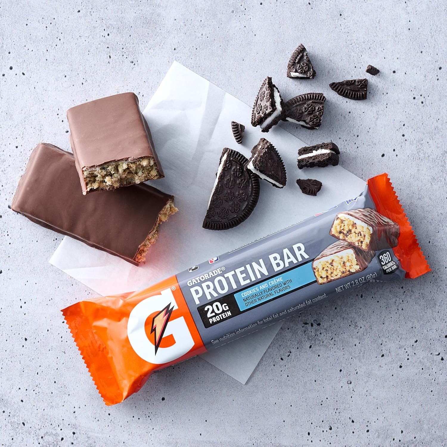 Cookies N Crème Whey Protein Bar Refuels Energy & Rebuilds Muscle 2.8oz (12-pk)