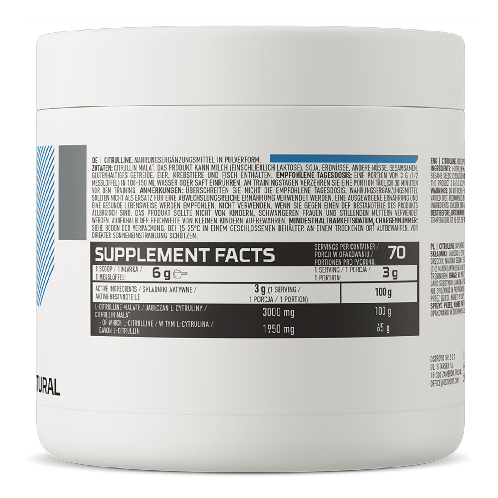 CITRULLINE MALATE 210 – 70 SERVINGS Aerobic Energy Booster Longer Muscle Pump