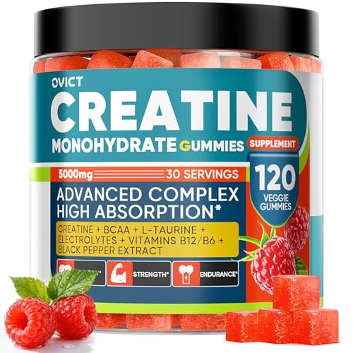 Creatine Monohydrate Gummies 5g BCAA B12 Energy Muscle