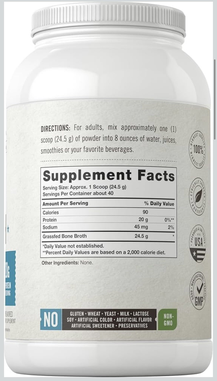 Herbage Farmstead Grassfed Bone Broth Protein Powder 2.2 lb 35.2 oz New Sealed