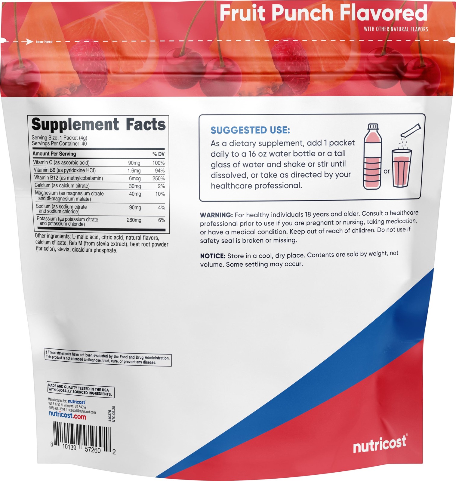 Nutricost Electrolytes Complex, Fruit Punch Flavored, 5.6 Ounce (Pack of 1)
