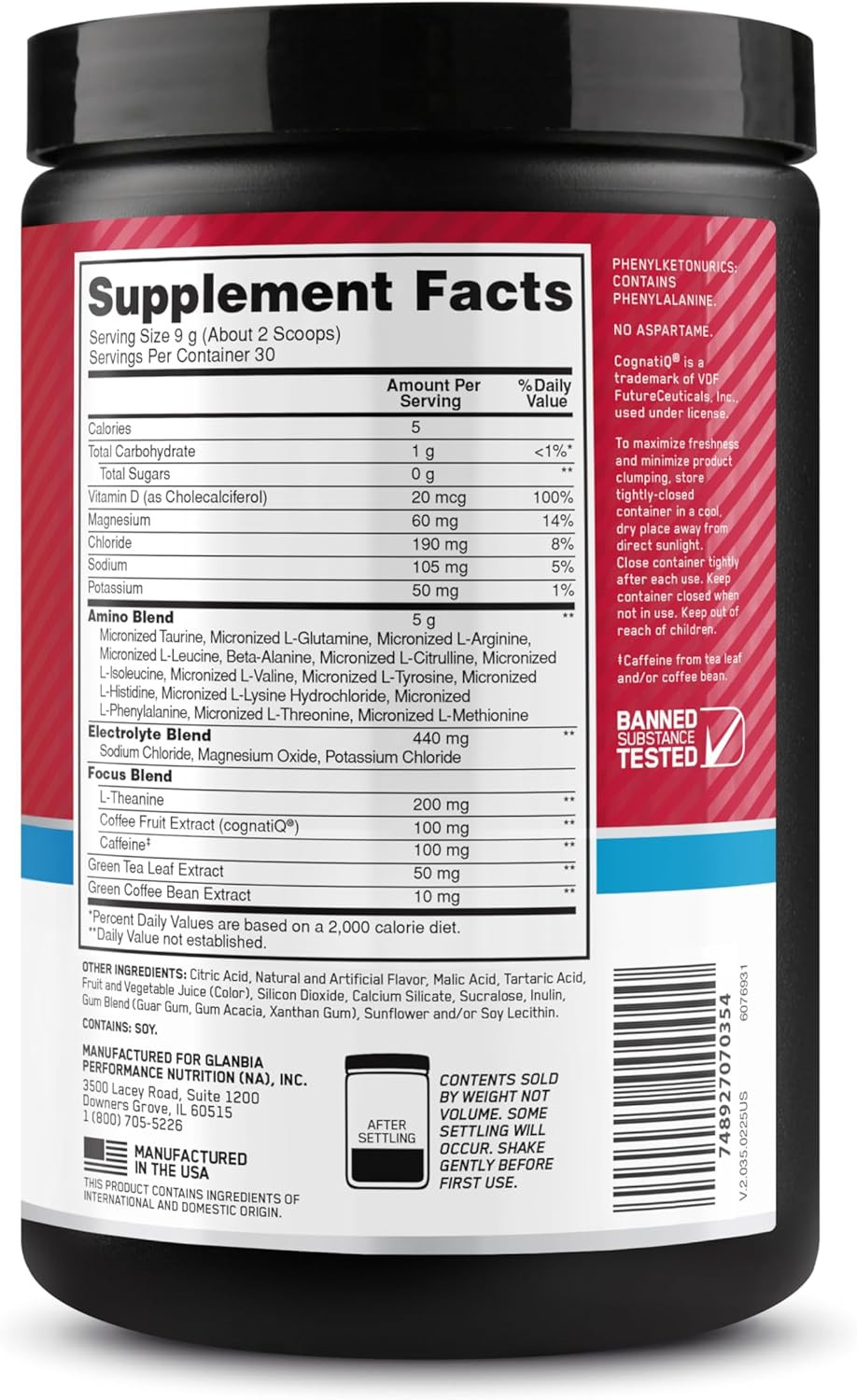 Optimum Nutrition Amino Energy Powder plus Focus, BCAA, Electrolytes, FruitPunch