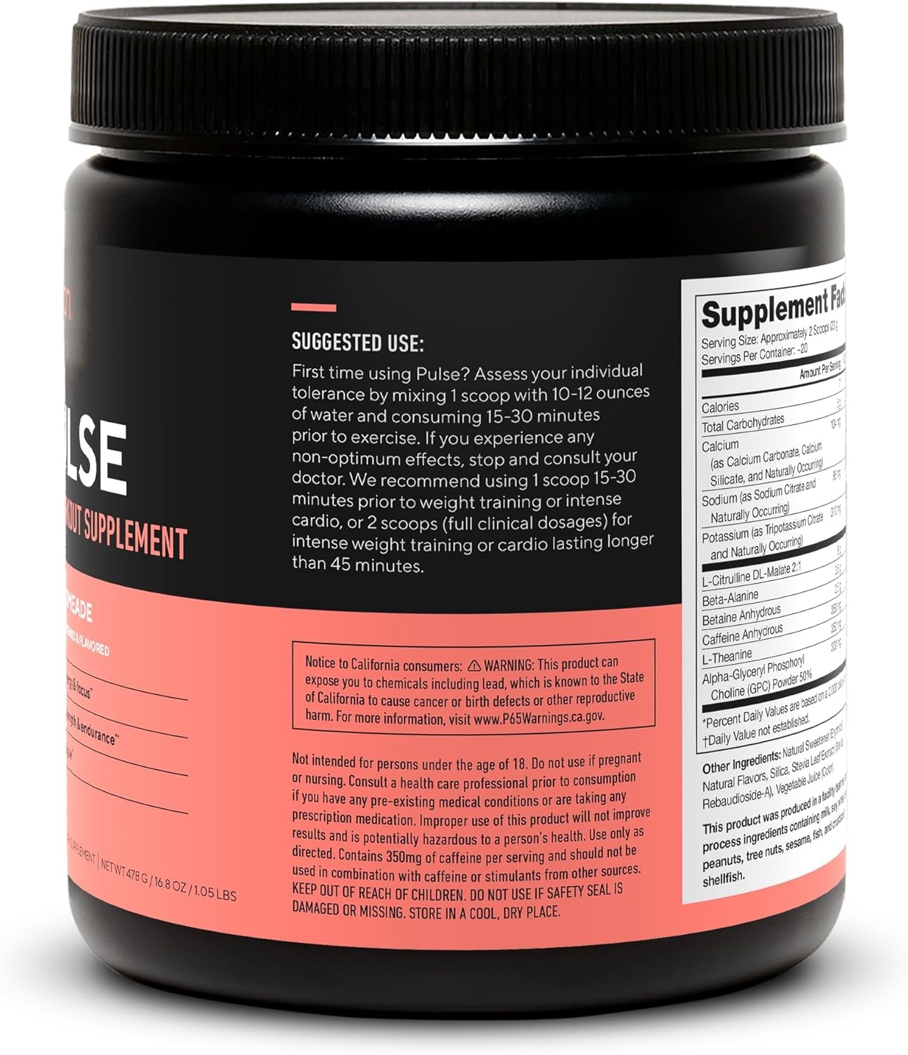 LEGION- All Natural Nitric Oxide Preworkout Drink to 20 Servings (Pack of 1)