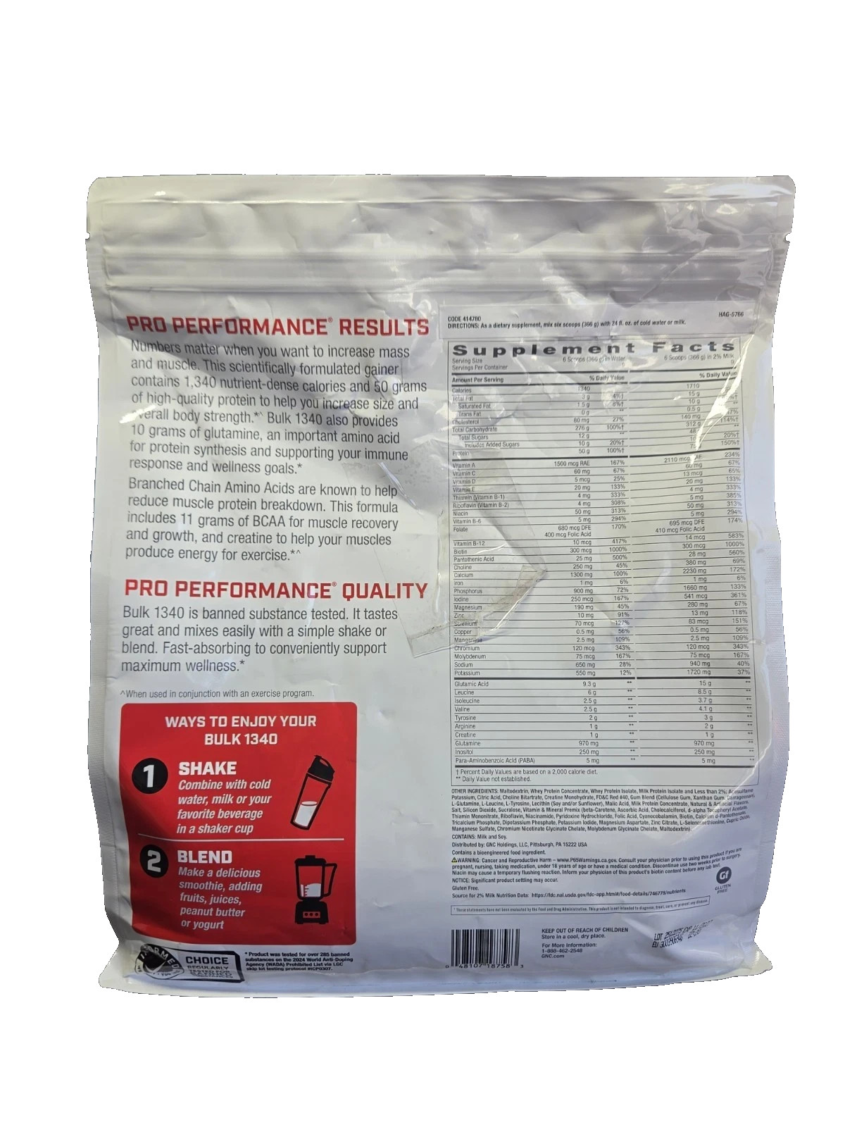 GNC Pro Performance Bulk 1340 – Strawberries and Cream (9 Servings)